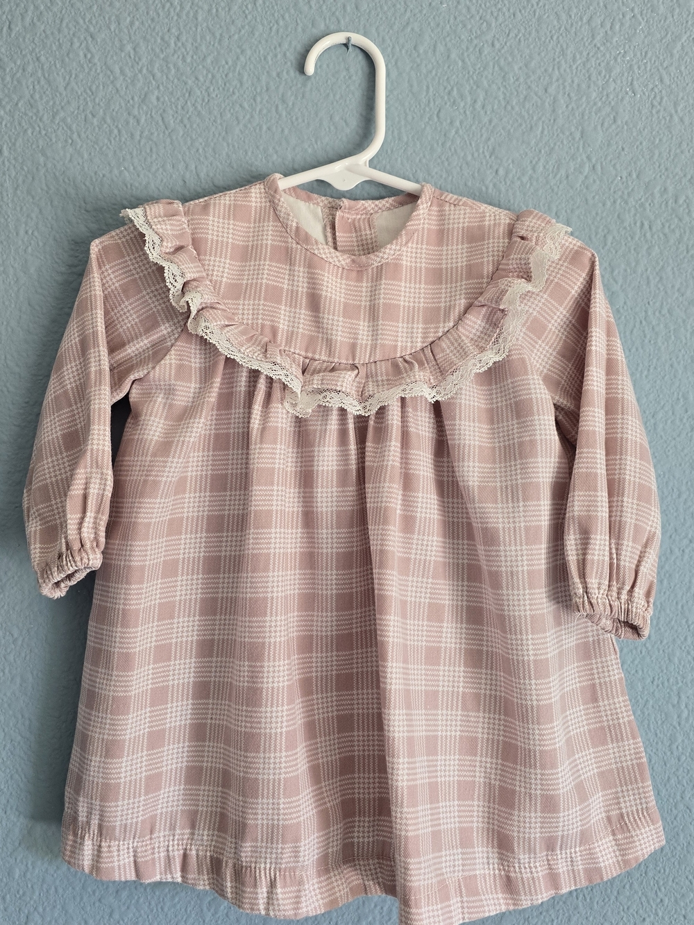 Girls' Pink Plaid Ruffle Dress